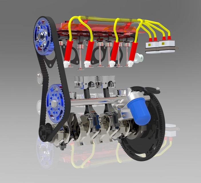 3d модель двигателя внутреннего сгорания в solidworks